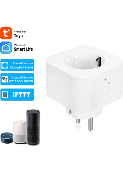 Mini Akıllı Wifi Priz Eu Tip F | Alexa ve Google Home ile Sesli Kontrol (Yurt Dışından)
