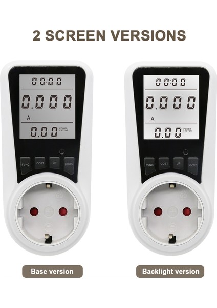 LCD Ekranlı Güç Ölçer Priz - Enerji Tüketim Monitörü 250V Ac (Yurt Dışından)