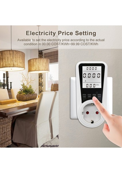 LCD Ekranlı Güç Ölçer Priz - Enerji Tüketim Monitörü 250V Ac (Yurt Dışından)