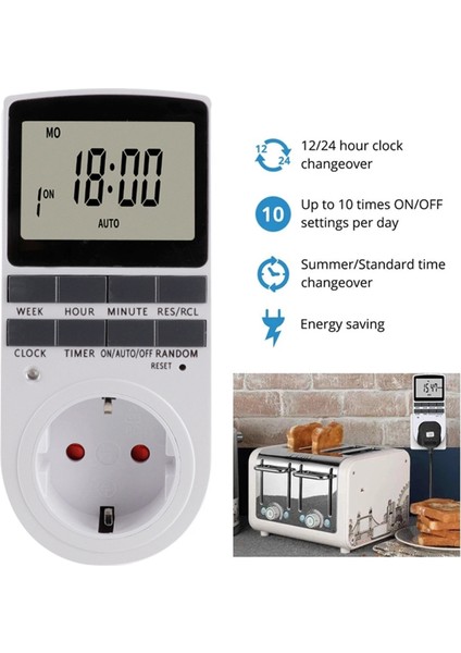 Dijital LCD Ekranlı Programlanabilir Işık Zamanlayıcı Priz - Enerji Tasarruflu Eu (Yurt Dışından)