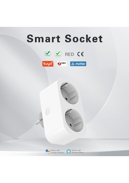 Akıllı Wifi Dönüştürücü Priz, Sesli Kontrol, Çift Eu Fiş, Alexa ve Google Home Uyumlu (Yurt Dışından)