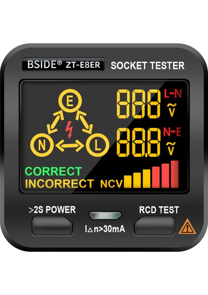 Bsıde Dijital LCD Ncv Voltaj Dedektörlü Priz Test Cihazı - Ev & Ofis Güvenliği (Yurt Dışından)