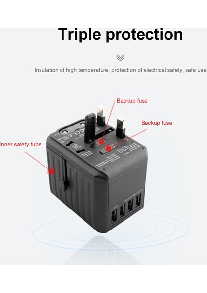 Evrensel Seyahat Adaptörü 4 USB Girişli Duvar Şarj Cihazı (Yurt Dışından) fiyatları