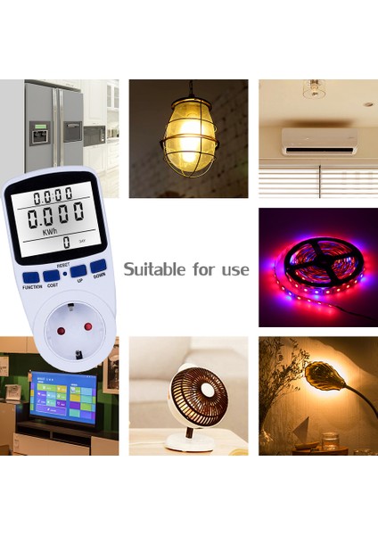 LCD Güç Ölçer Priz Eu Fiş Watt Volt Enerji Takip AC230V-250V (Yurt Dışından)