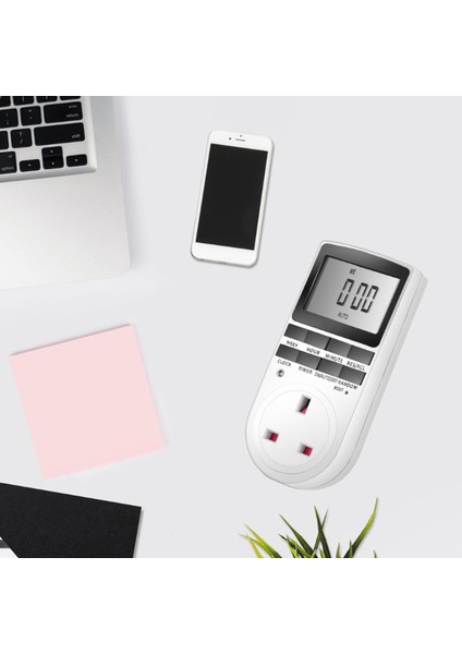 Programlanabilir Zamanlayıcılı Priz LCD Ekranlı Enerji Tasarruflu Beyaz (Yurt Dışından)