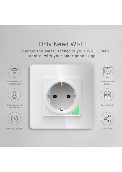 Wifi Akıllı Priz Eu Fişli: Uygulama, Ses Kontrol, Alexa ve Google Destekli (Yurt Dışından)