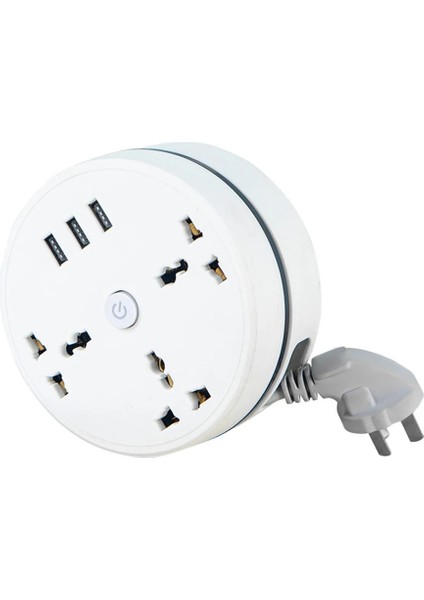 Katlanabilir Seyahat Şarj Aleti 3AC 3usb Usb-C Düz Fiş Beyaz (Yurt Dışından)