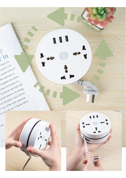 Katlanabilir Seyahat Şarj Aleti 3AC 3usb Usb-C Düz Fiş Beyaz (Yurt Dışından) fiyatları