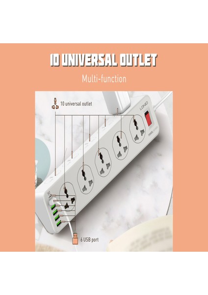 10 Prizli 6 USB Portlu 30W Pd Qc Hızlı Şarj SC10610 (Yurt Dışından)