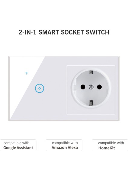 Wi-Fi Akıllı Priz, Dokunmatik Anahtar ve Ses Kontrollü Avrupa Fişi (Yurt Dışından)
