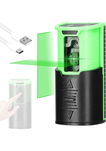 Green 2 Çizgili Lazer Hizalayıcı - Şarj Edilebilir, Parlaklık Ayarlanabilir, Düşmeye Dayanıklı (Yurt Dışından)