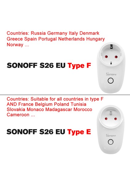 Sonoff S26 Wifi Akıllı Priz Alexa Uyumlu Çoklu Ülke Tip E F (Yurt Dışından)