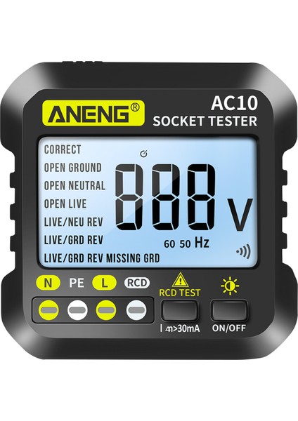 AC10 Çok Fonksiyonlu Dijital Priz ve Faz Polarite Test Cihazı (Yurt Dışından)