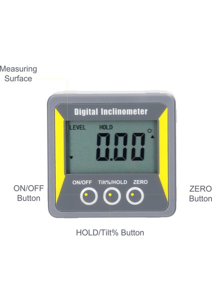 4X90 LCD Taşınabilir Manyetik Açıölçer, Çift Ölçüm Oto Kapama Veri Tutma (Yurt Dışından)