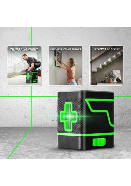 Otomatik Dengelemeli Yeşil Çapraz 2 Çizgi Lazer Aleti (Yurt Dışından)