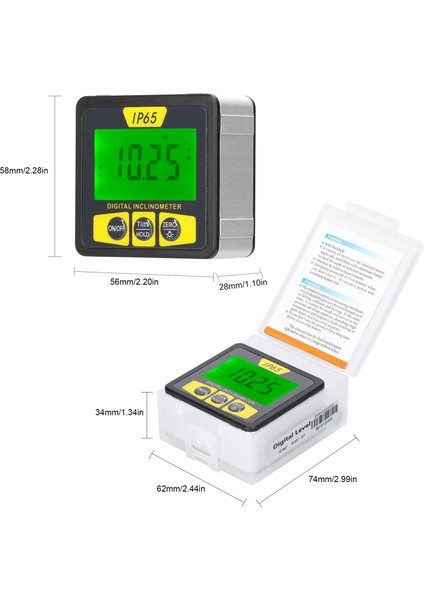 Manyetik Dijital Su Terazisi Açı Ölçer IP65 Su Geçirmez Mini Eğim Ölçer LCD Ekran (Yurt Dışından)
