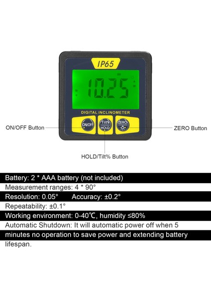 Manyetik Dijital Su Terazisi Açı Ölçer IP65 Su Geçirmez Mini Eğim Ölçer LCD Ekran (Yurt Dışından)