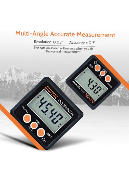 Dijital Açıölçer 0-360° Alüminyum Alaşım Manyetik Taban (Yurt Dışından)