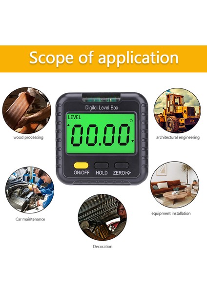 Manyetik 360° LCD Dijital Açı Ölçer (Yurt Dışından)