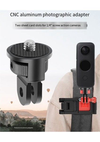 Gopro Serisi Djı INSTA360 Spor Kamera Aksesuarları Için Çok Fonksiyonlu 1/4 Adaptör Arayüzü 1/4 Adaptör, Siyah (Yurt Dışından)