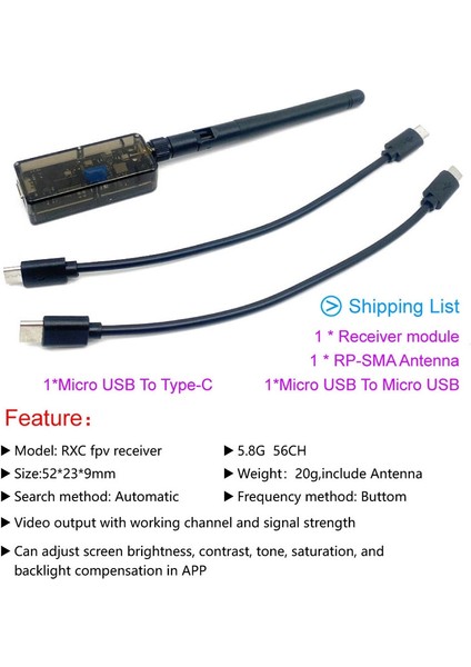 Fpv Sistemi Uvc Otg 5.8g 48CH Ses Fpv Alıcısı Android Cep Telefonu Tablet Akıllı Telefon Verici Rc Drone Için (Yurt Dışından)