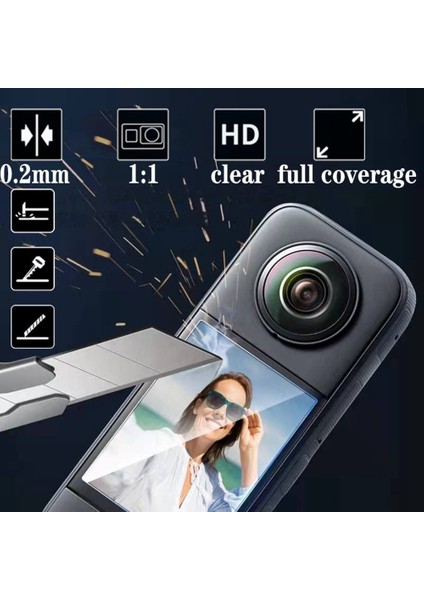 INSTA360 X3 Kamera Koruyucu Aksesuarları, Yapışkan Lens Koruyucu Seti Silikon Kılıf Ekran Temperli Cam Film Koruyucu (Yurt Dışından) modelleri
