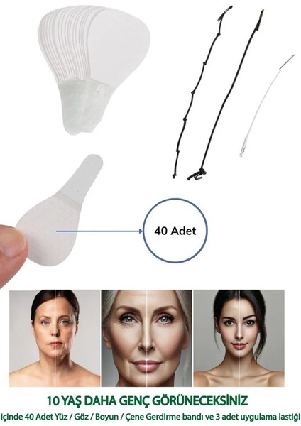 Yüz-Kaş-Boyun Gerdirme Bantı İpli 40'lı Set Medikal Malzemeden Yeni Nesil fiyatları