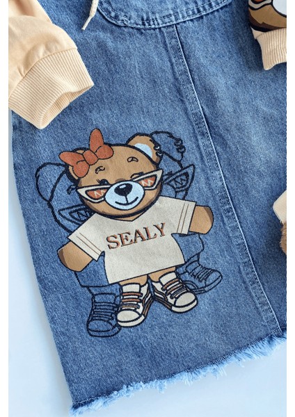 3-6 Yaş Ayıcık Çantalı Kot Salopet fırsatları