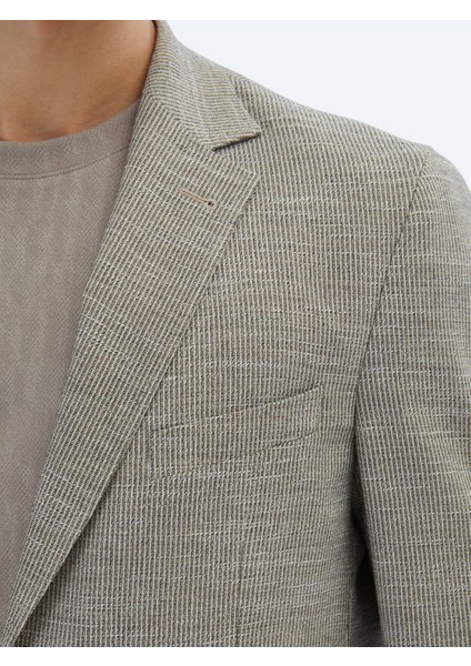 Kahverengi Desenli Modern Fit Ceket indirimleri