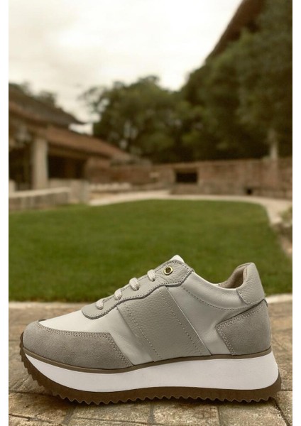D25ya-560 Krem Sneaker Deri Tam Ortopedik Casual Günlük Kadın Ayakkabı modelleri