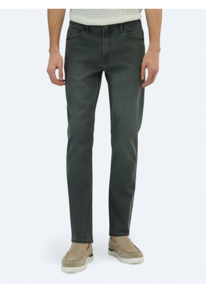 Koyu Yeşil Slim Fit Denim Pamuk Karışımlı Pantolon fiyatları