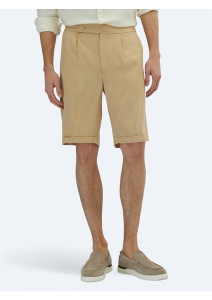 Deve Tüyü Dokuma Carrot Fit Casual Bermuda