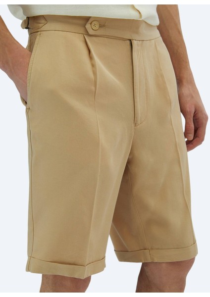 Deve Tüyü Dokuma Carrot Fit Casual Bermuda