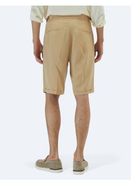Deve Tüyü Dokuma Carrot Fit Casual Bermuda