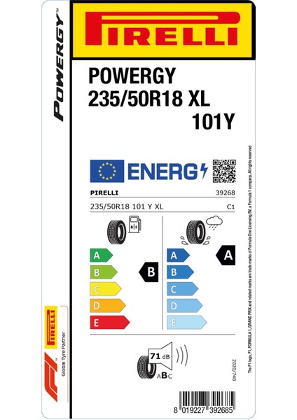 235/50 R18 101Y Xl Powergy Oto Yaz Lastiği (Üretim Yılı: 2025) fiyatları
