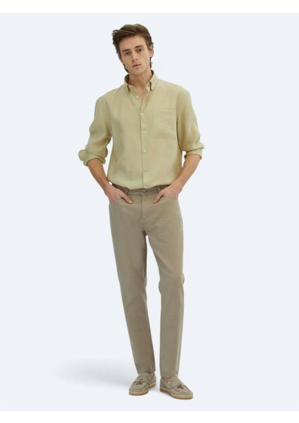 Vizon Dokuma Regular Fit Casual Pamuk Karışımlı Pantolon