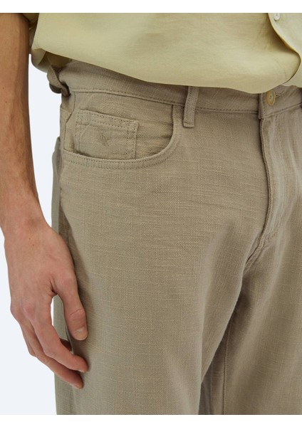 Vizon Dokuma Regular Fit Casual Pamuk Karışımlı Pantolon