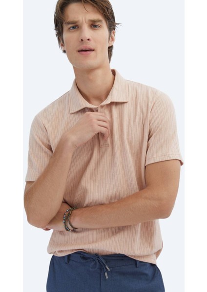 Somon Desenli Polo Yaka Pamuk Karışımlı T-Shirt modelleri