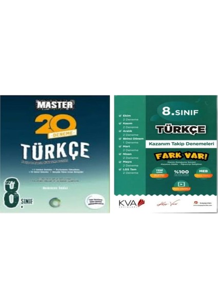(Sınıf: 8) Master Türkçe 15 Deneme Ve Türkçe Fark Var Kazanım Takip Denemesi fiyatları