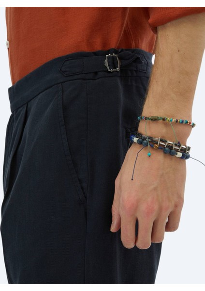 Lacivert Dokuma Carrot Fit Casual Bermuda fırsatları
