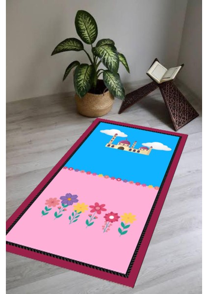 Dijital Baskılı Yıkanabilir Kaymaz Taban Çocuk Seccadesi