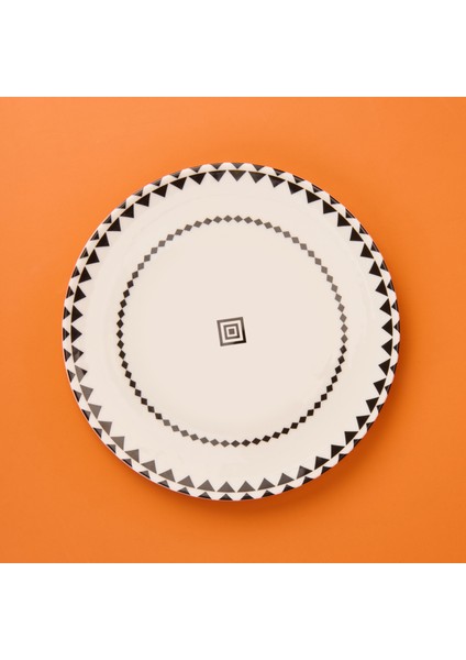 Kitchen Ethnic Servis Tabağı - Siyah / Beyaz - 25 cm fiyatları