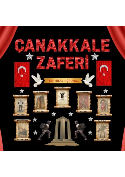 Çanakkale Zaferi Sahne Süsü Büyük Ölçü Pano Süsü