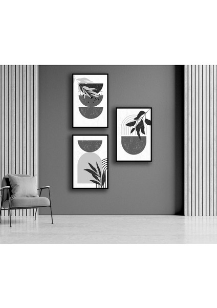 3 Parça Gri Boho Stil, Çerçeveli Ahşap Tablo, Ev Dekoru Bestabo modelleri