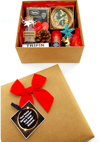Şık Kraft Kutuda Sevgiliye Hediye Doğum Günü Romantik Yıldönümü Hediyesi 1KRAFT3BOX9