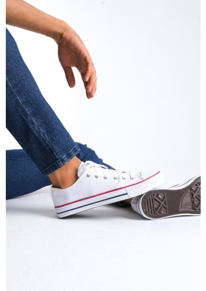 Luke Beyaz Bağcıklı Keten Kumaş Erkek Günlük Sneaker Ayakkabı modelleri