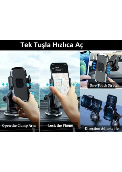 Otomatik Klipsli Araba Telefon Tutucu Ayarlanabilir Cam ve Torpido Için Yüksek Kalite Tutucu