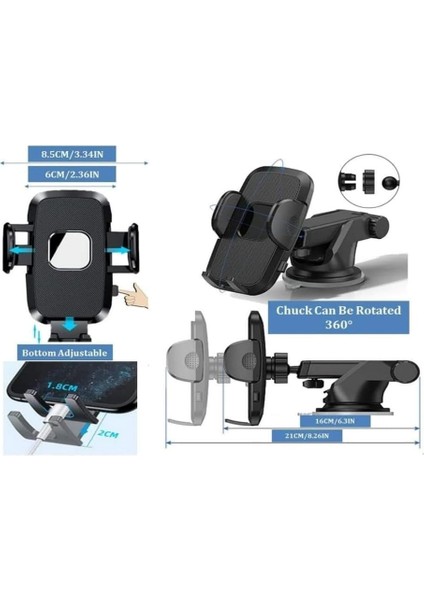 Otomatik Klipsli Araba Telefon Tutucu Ayarlanabilir Cam ve Torpido Için Yüksek Kalite Tutucu