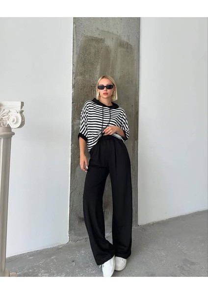 Çizgili Oversize Siyah Beyaz üst