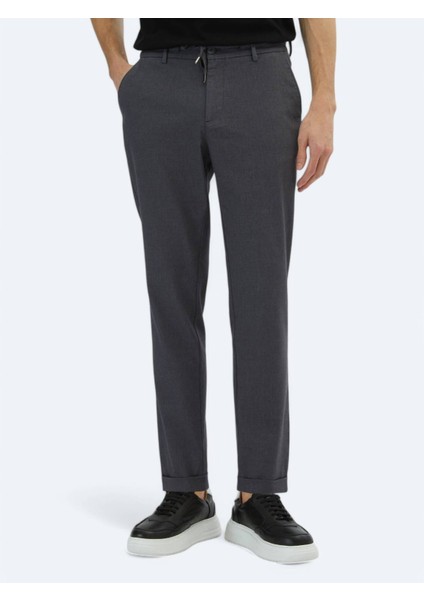 Koyu Gri Düz Dokuma Jogging Fit Casual Pamuk Karışımlı Pantolon fiyatları
